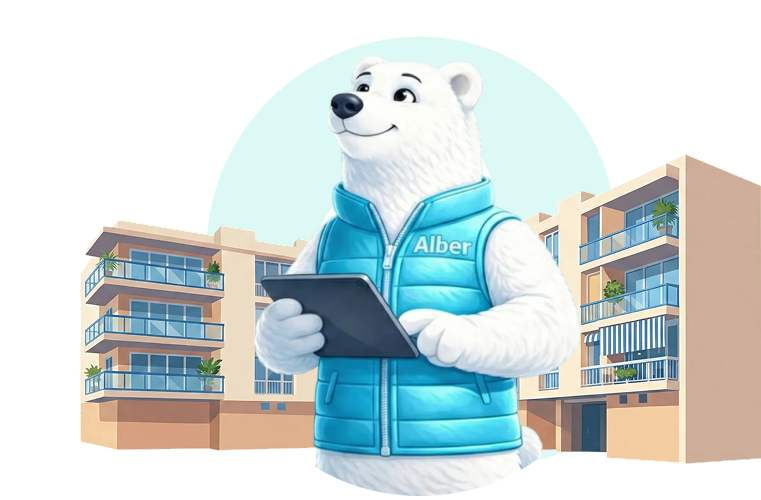 Ours Alber devant un immeuble